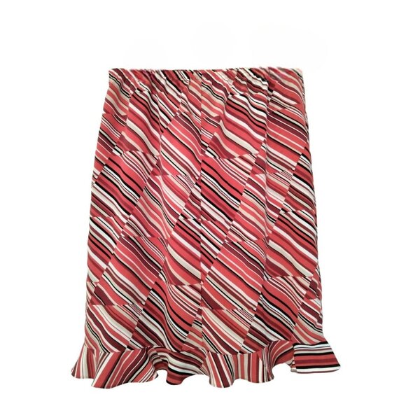 Notations Womens Elastic Waist Striped Ruffle Hem Lightweight Skirt Size 2X - Picture 5 of 7